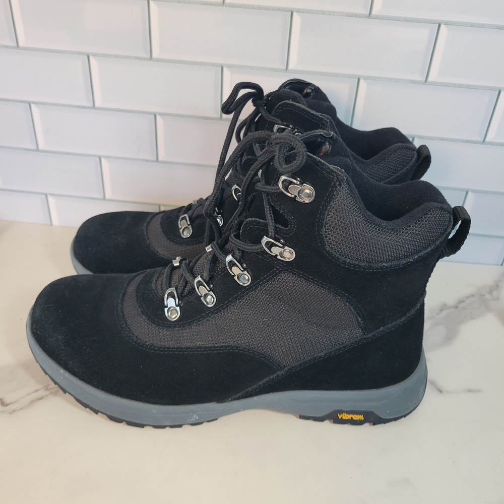 Lands End Mens Hiking‎ Boots Black Suede Vibram Sole Lace Up Size 9 D
